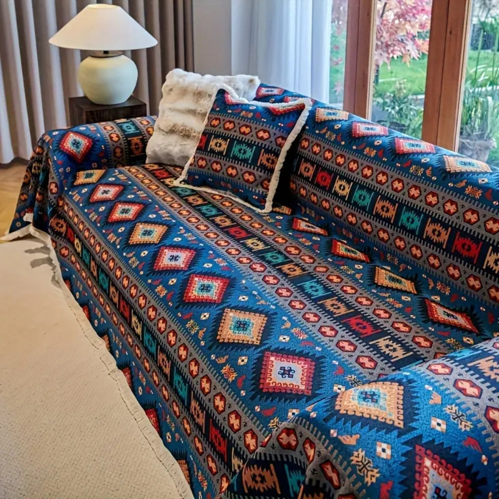 Boho-geometrisk sofabetræk — vaskbart, støvafvisende sofakast