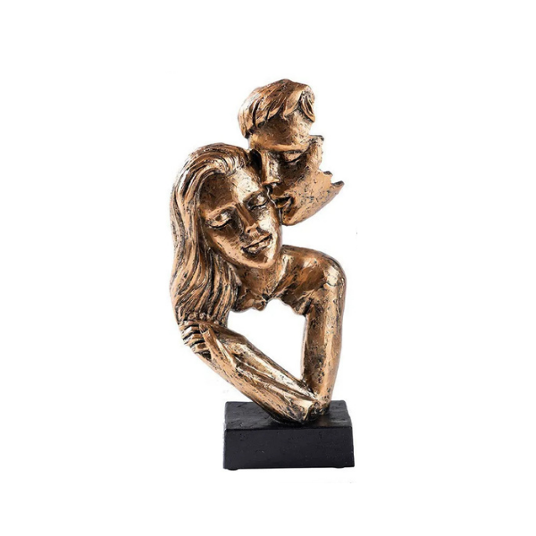 Sculptură de artă abstractă contemporană, finisaj bronz, suprafață texturată