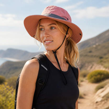 UPF 50 Breathable Foldable Sun Hat (Ponytail Hole & Chin Strap) | ribuella