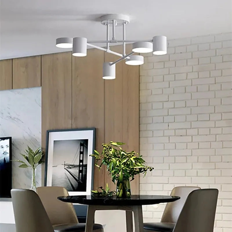 Contemporary 6-Light Ceiling Light, Adjustable Design And Geometric Frame