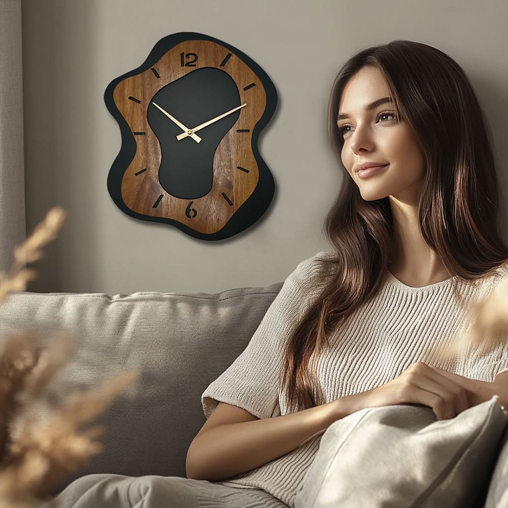 Unique Wooden Wall Clock with Irregular Design and Battery Operated | ribuella