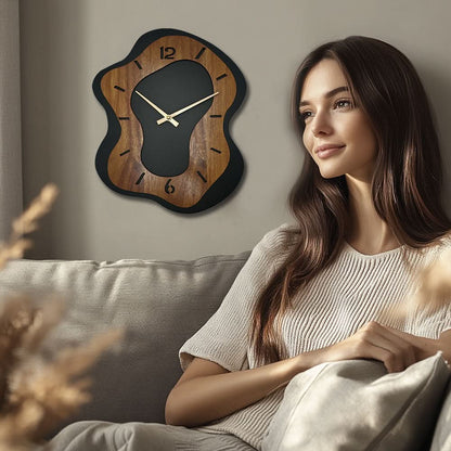 Unique Wooden Wall Clock with Irregular Design and Battery Operated | ribuella