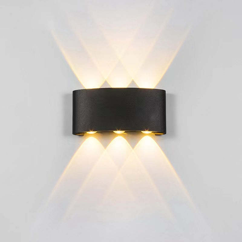 Tronix Rectangular Metal Outdoor Wall Lamp, Black White Water-Wave