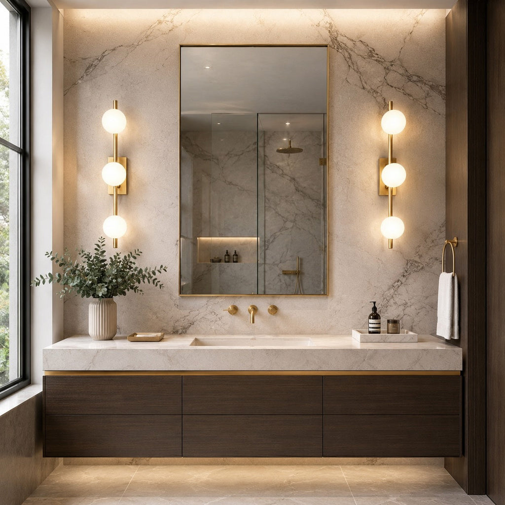 Modern LED Bathroom Vanity Light Bar Wall Mounted Copper with Adjustable Color Temperature | ribuella