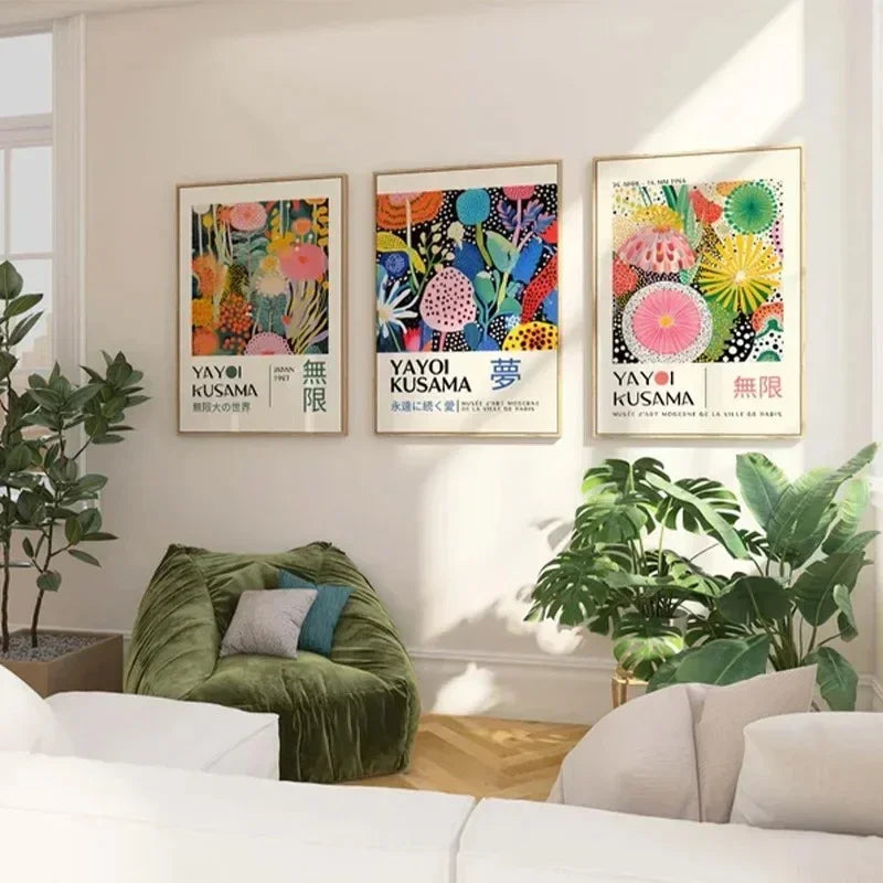 Japanese Inspired Wall Art Print, Vivid Colors And Striking Modern Patterns