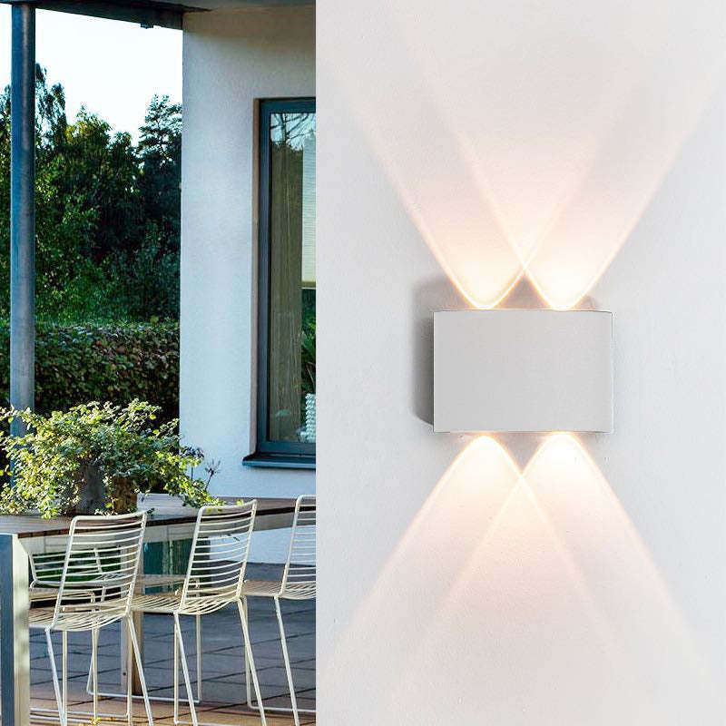 Tronix Modern Rectangular Metal Outdoor Wall Lamp, Black/White, Water-wave - Neutralighting