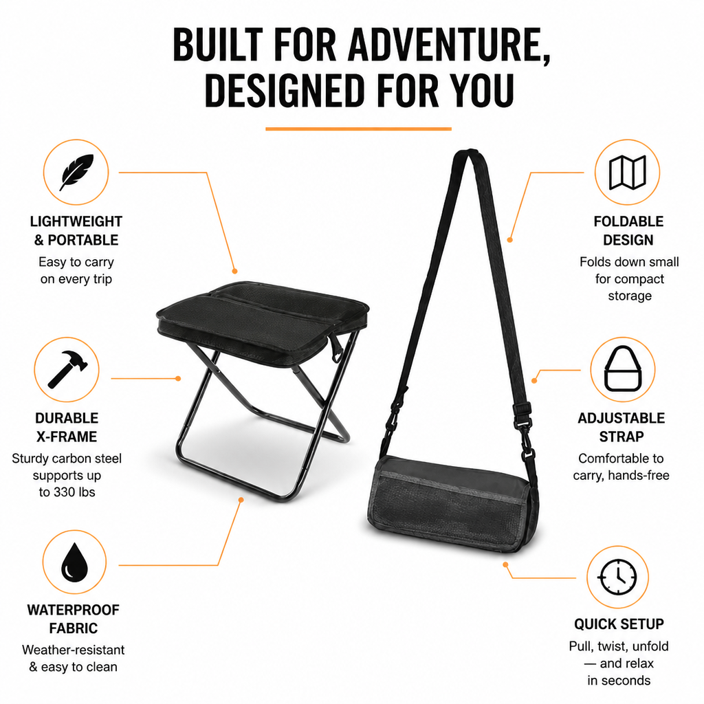 TrailNest Portable Seat - Adventure-Ready Comfort That Moves as Light as You Do | ribuella