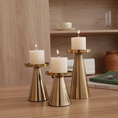Trinity Elegance – Triad of Iron Cone Candle Holders | ribuella