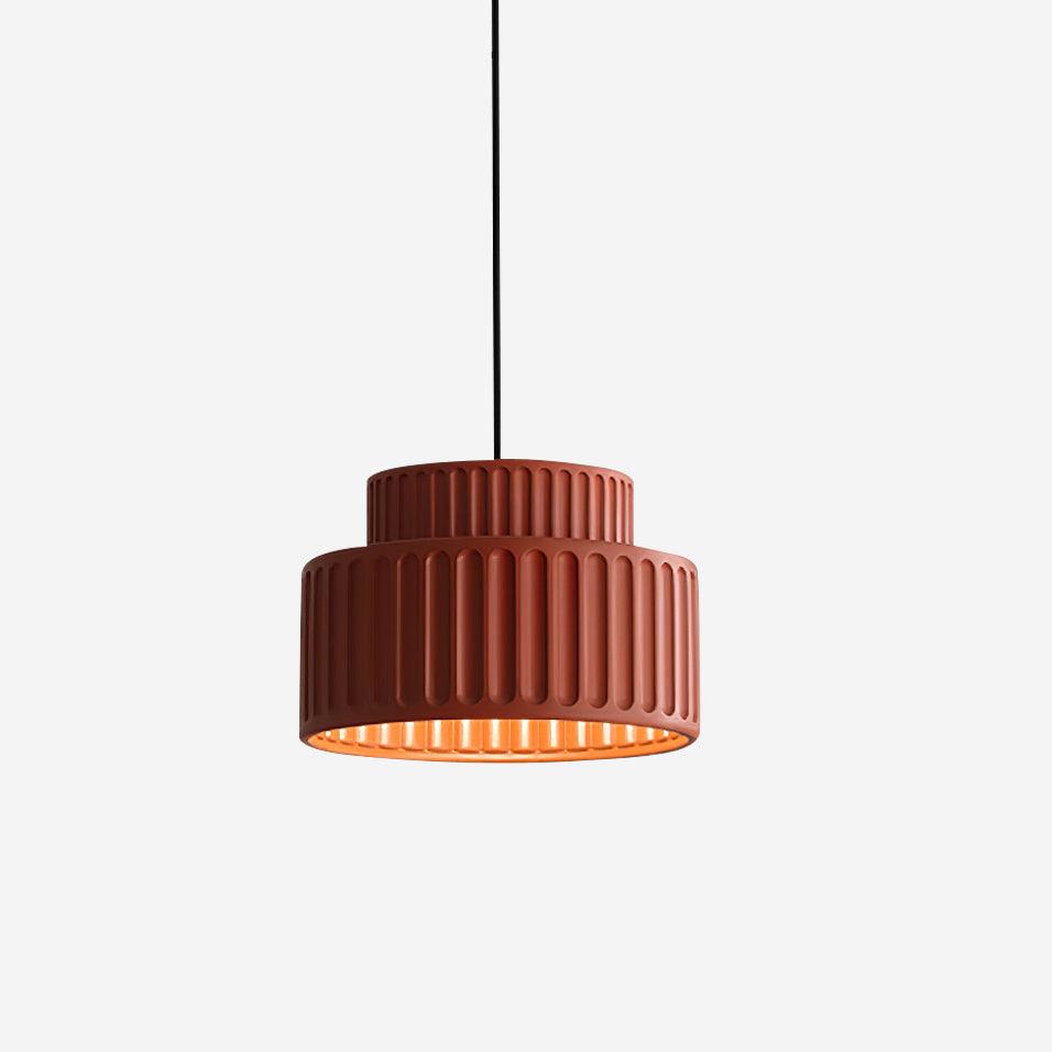 Fluted Resin Drum Pendant Light, Nordic Minimalist Textured Shade