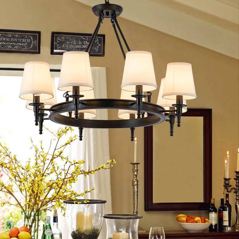Silva Vintage Ring Metal And Fabric Chandelier In Black And Copper