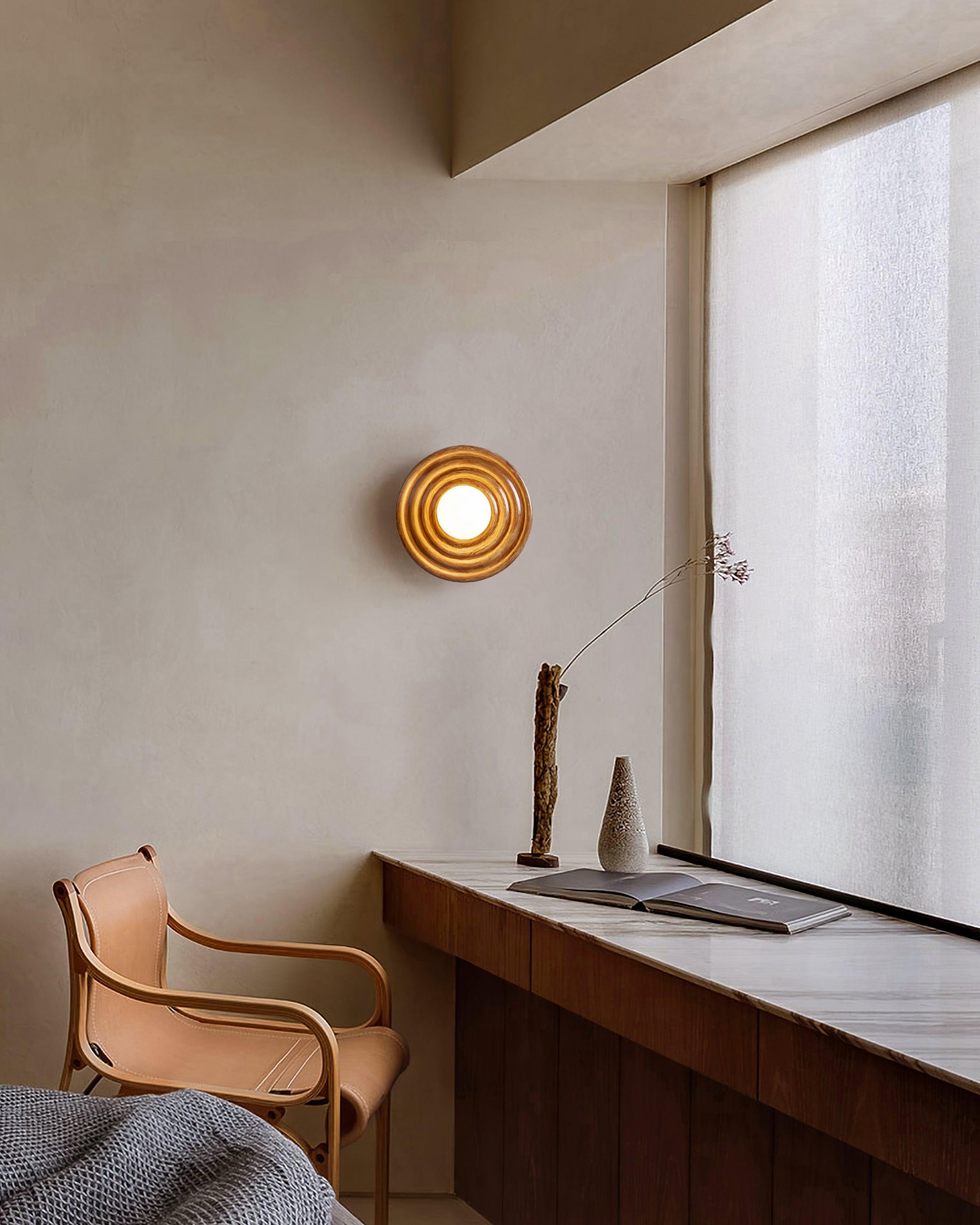 Francie Ceiling Light, Circular Disc Shape, Wabi Sabi Details, Warm Ambient Glow