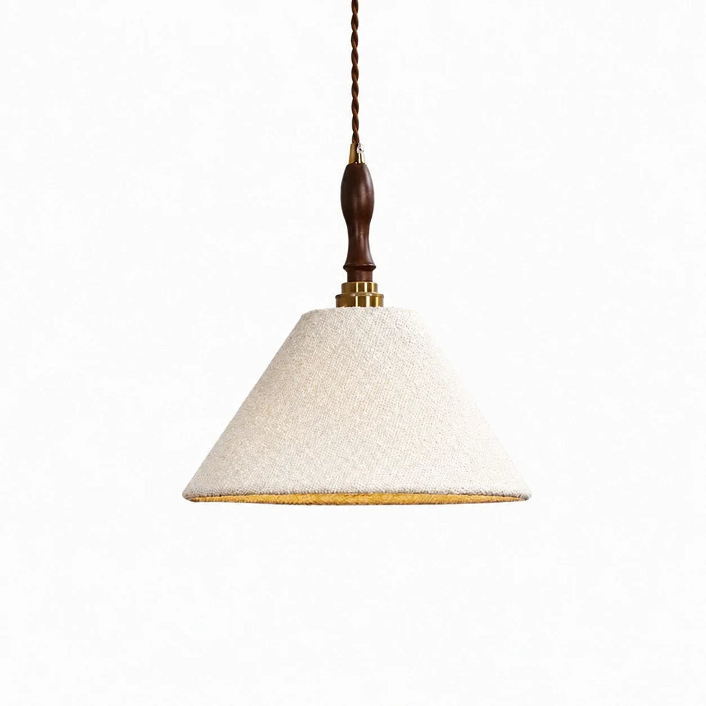 French Vintage Cream Fabric Pendant Light - Woven Texture Ceiling Shade