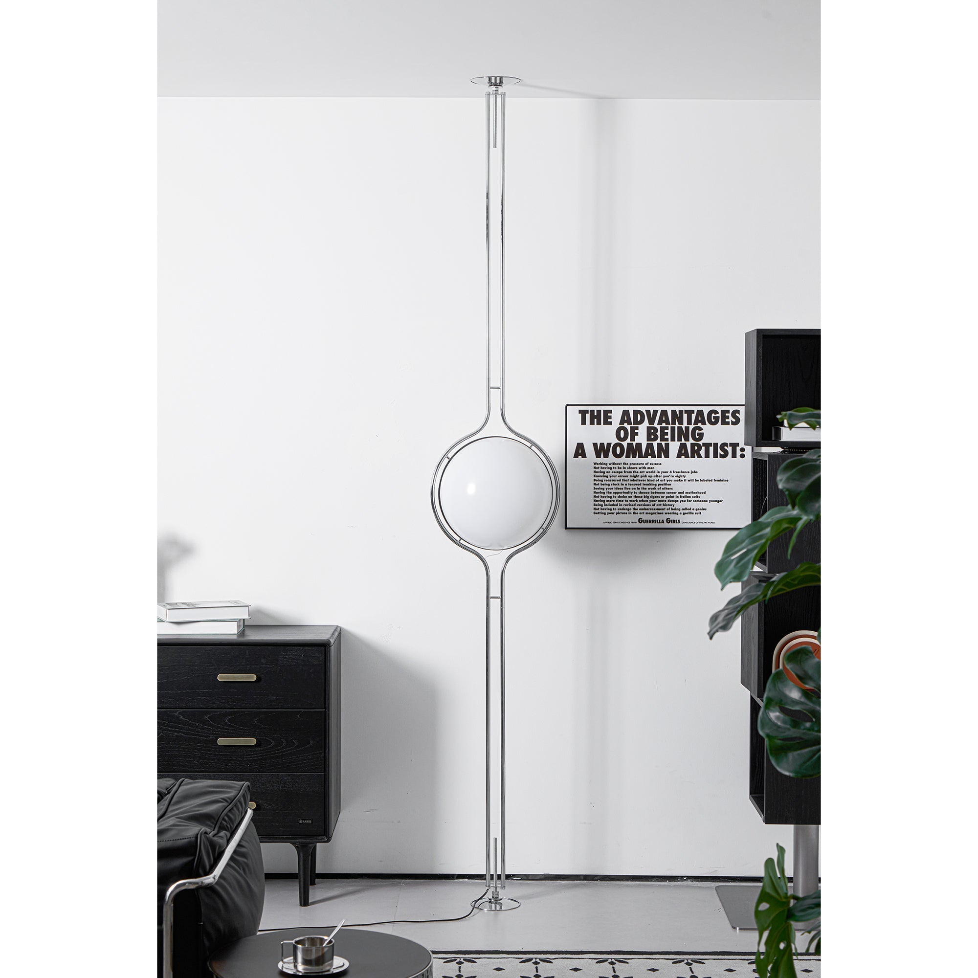 Garrault-Delord Dual Position Lamp, Ceiling Or Floor Stand, Contemporary Frame