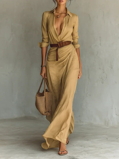 Robe Chemise Longue Drapée
