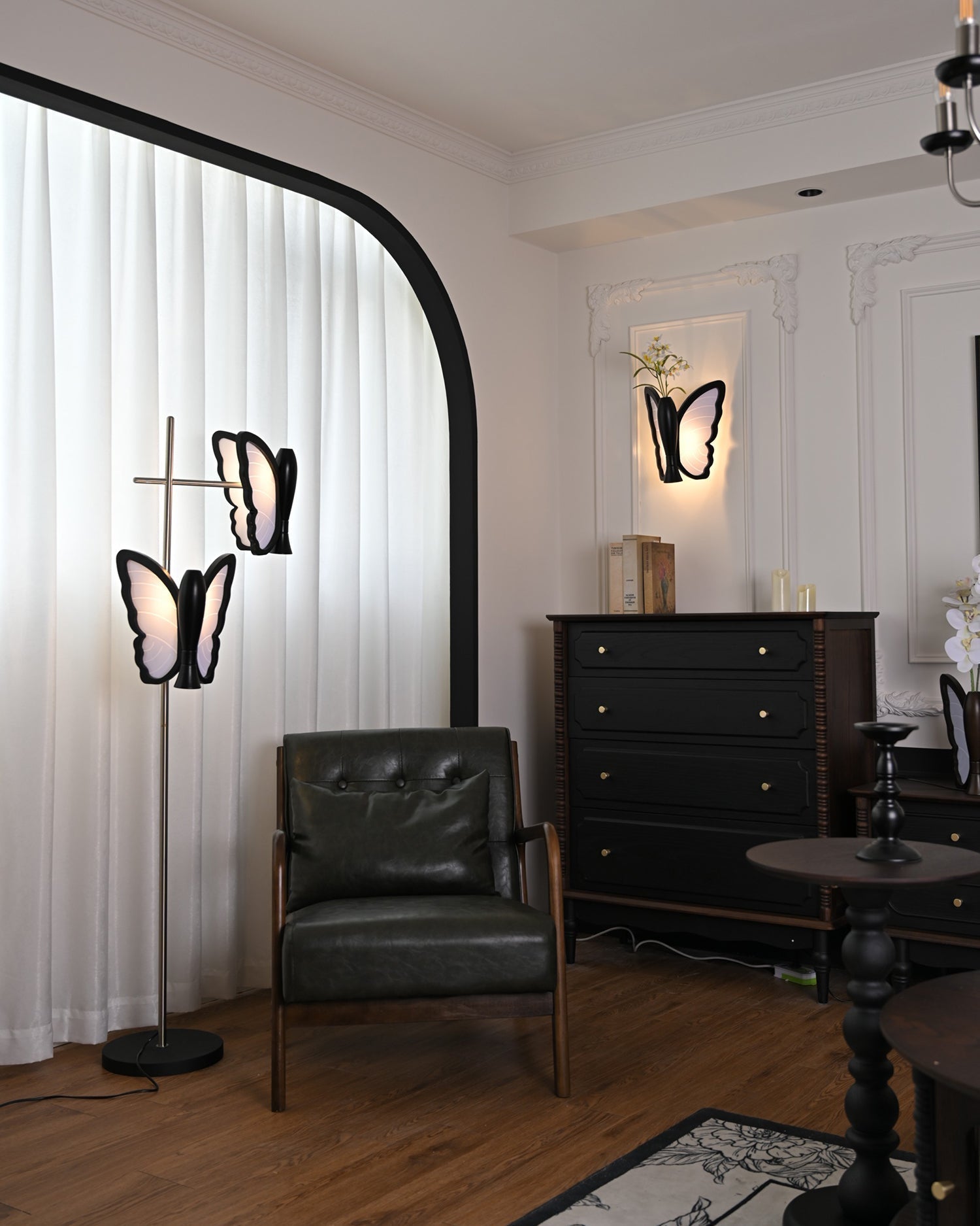 Galileo Butterfly Floor Lamp Sculptural Twin Wing Design Gold Finish Stand
