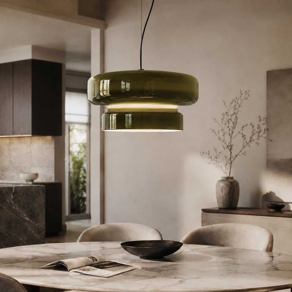 Modern Glass Pendant Lamp Adjustable Hanging Light LED Fixture for Kitchen and Dining | ribuella