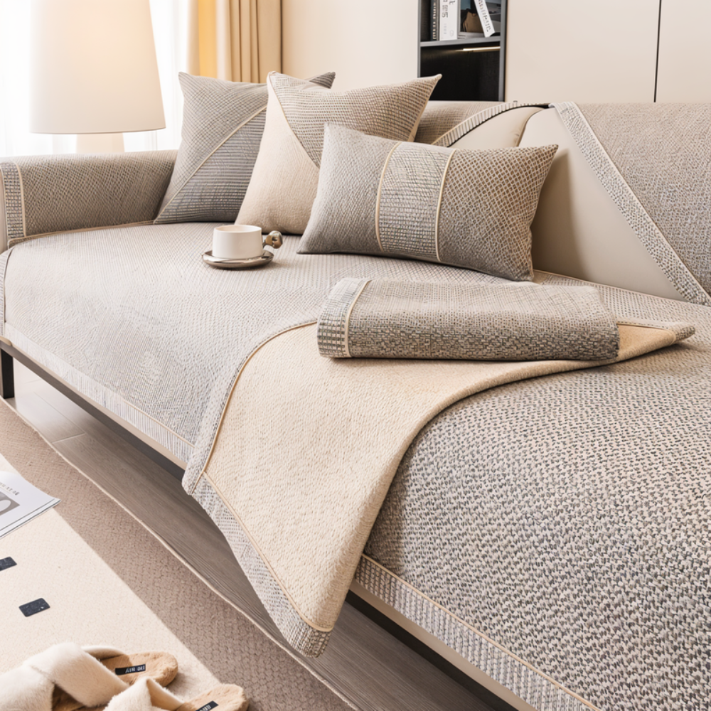 Decorative Quilted Sofa Cover Designed With Antislip Backing Layer