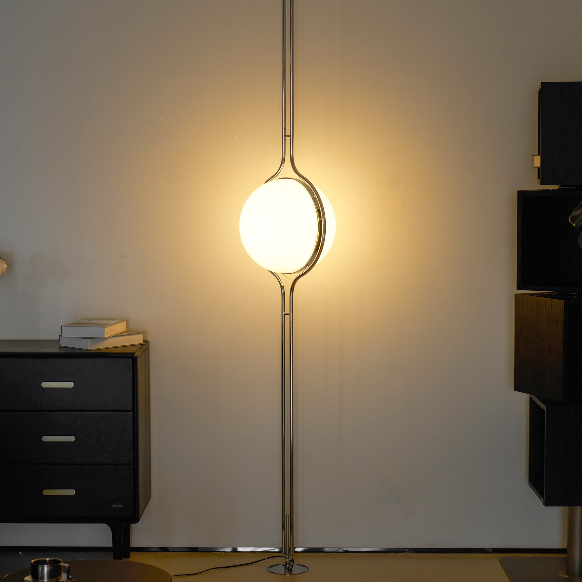 Garrault-Delord Dual Position Lamp, Ceiling Or Floor Stand, Contemporary Frame