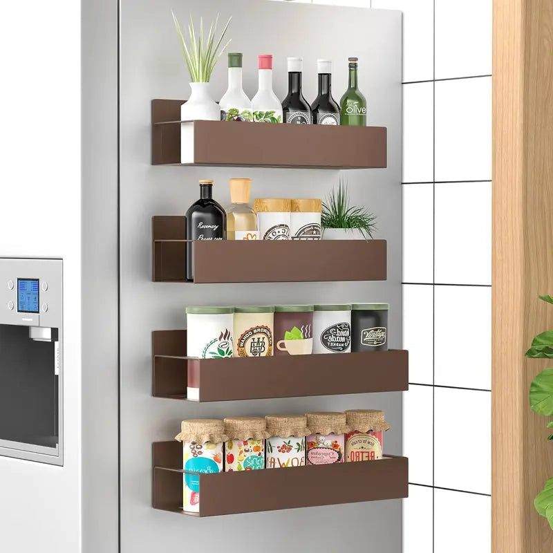 Organizador de especias - 4 piezas, magnético – con recubrimiento en polvo - Instalación sin taladro - KitchenDock | ribuella