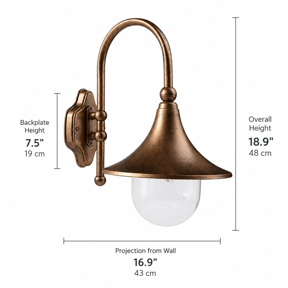 Vintage Outdoor Wall Light Waterproof Aluminum Horn Shape LED Fixture Warm White 3000K | ribuella