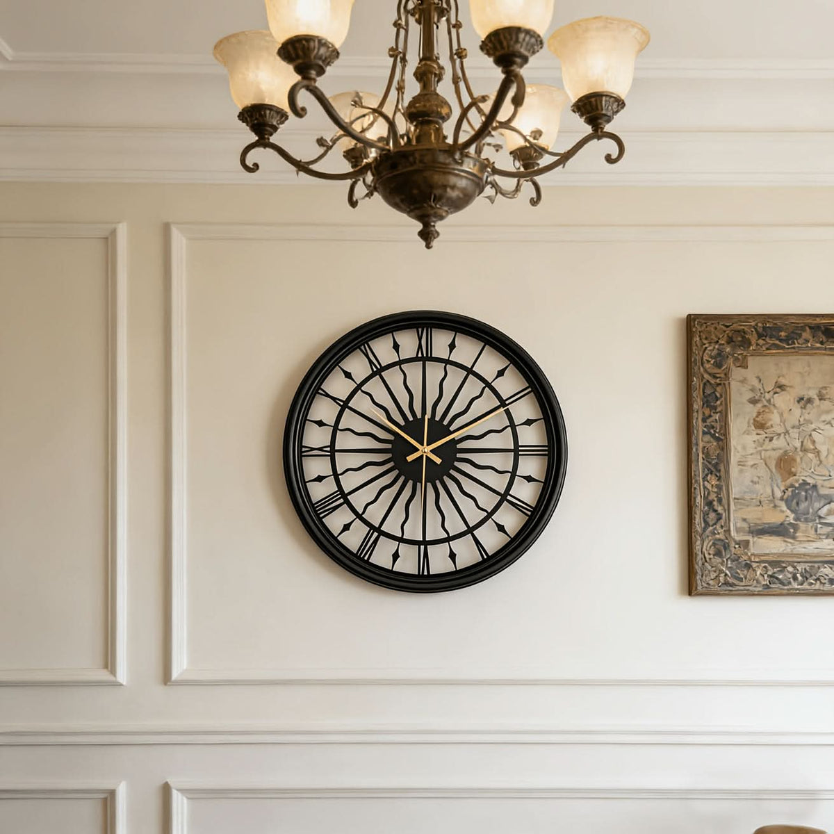 Horloge murale analogique ronde et silencieuse en fer forgé 3D | ribuella