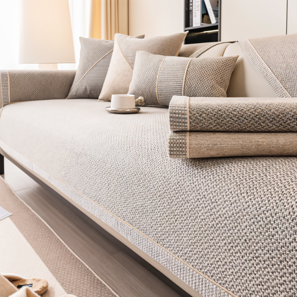 Decorative Quilted Sofa Cover Designed With Antislip Backing Layer