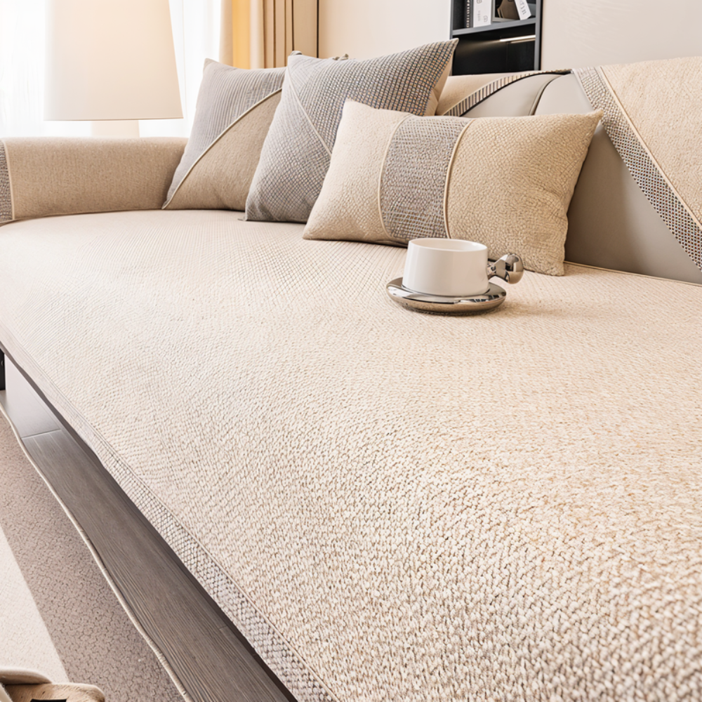 Decorative Quilted Sofa Cover Designed With Antislip Backing Layer