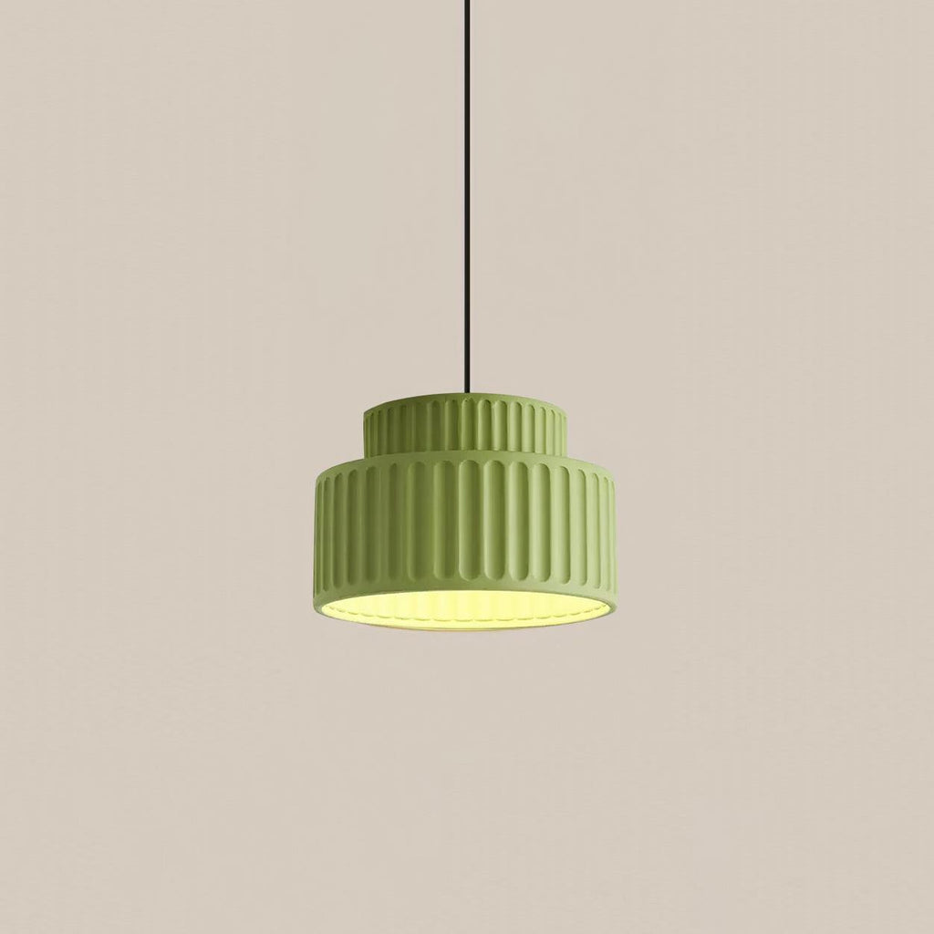 Fluted Resin Drum Pendant Light, Nordic Minimalist Textured Shade