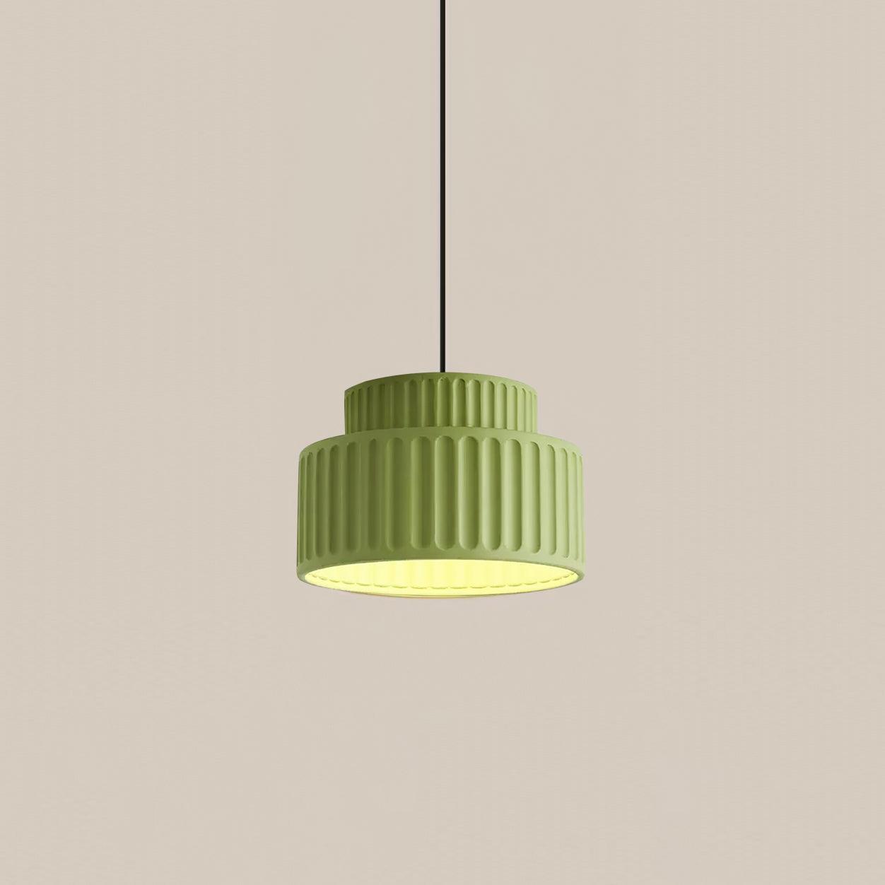 Fluted Resin Drum Pendant Light, Nordic Minimalist Textured Shade