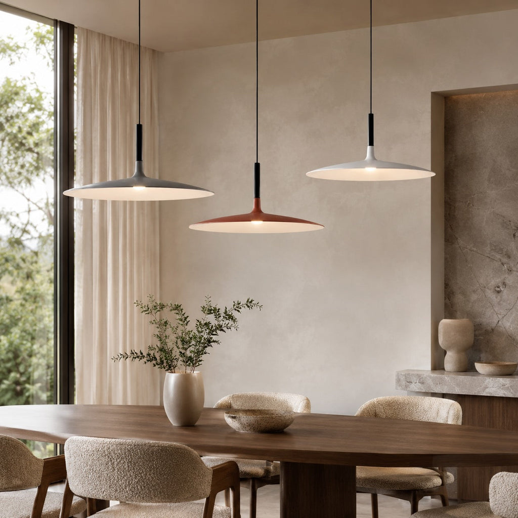 Modern Pendant Light Hanging Fixture in Concrete with Dimmable LED for Kitchen Island Lighting | ribuella