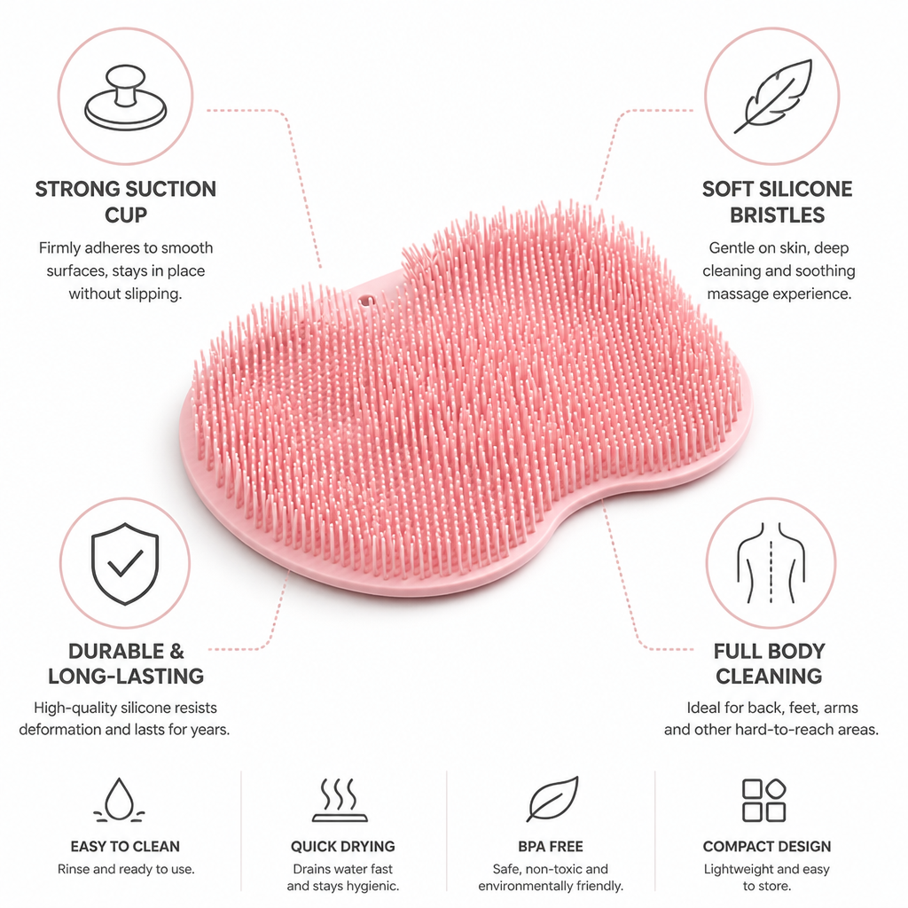 Silicone Non-Slip Suction Cup Shower Scrubber | ribuella