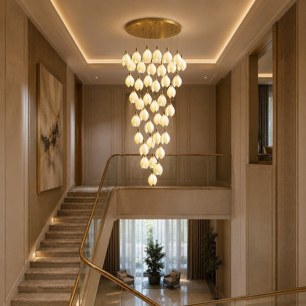 Plafonnier suspendu moderne en métal et céramique, compatible LED, de 7 à 64 lampes | ribuella
