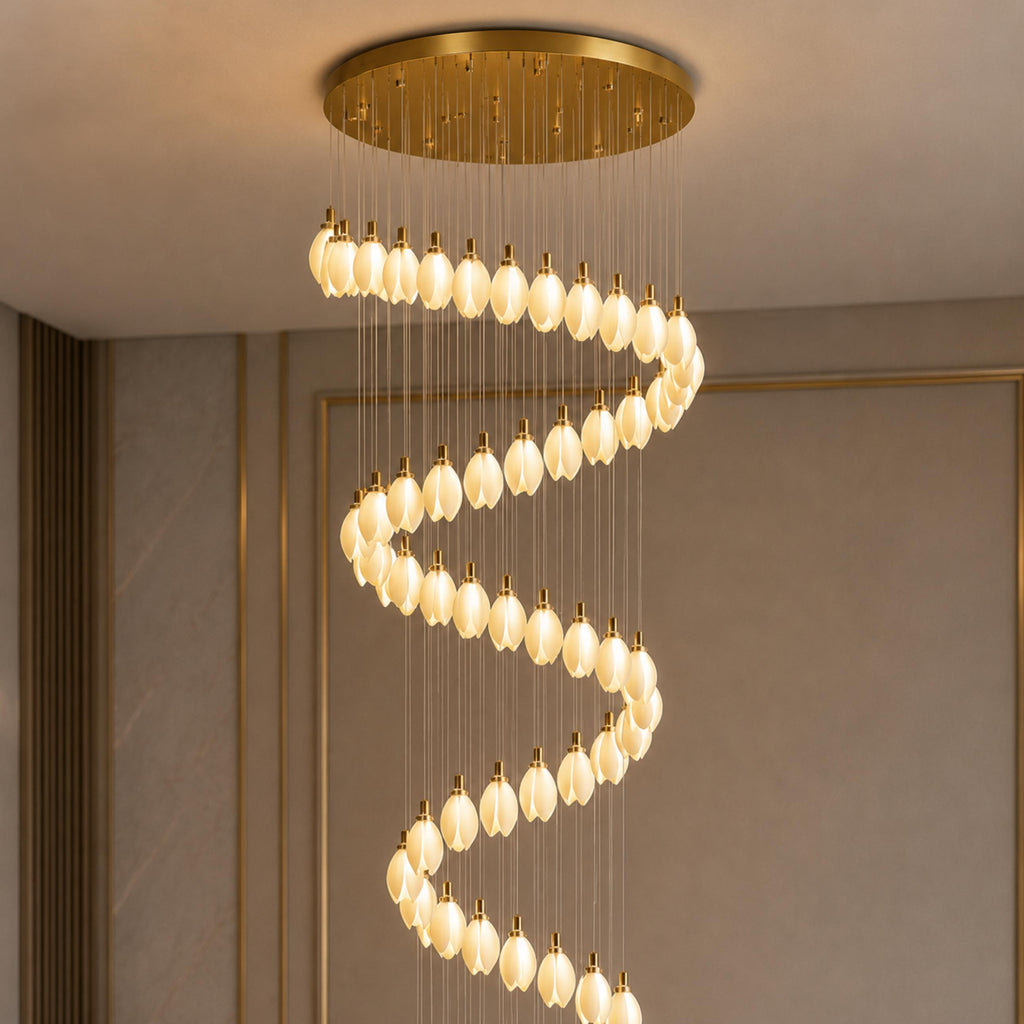 Plafonnier suspendu moderne en métal et céramique, compatible LED, de 7 à 64 lampes | ribuella