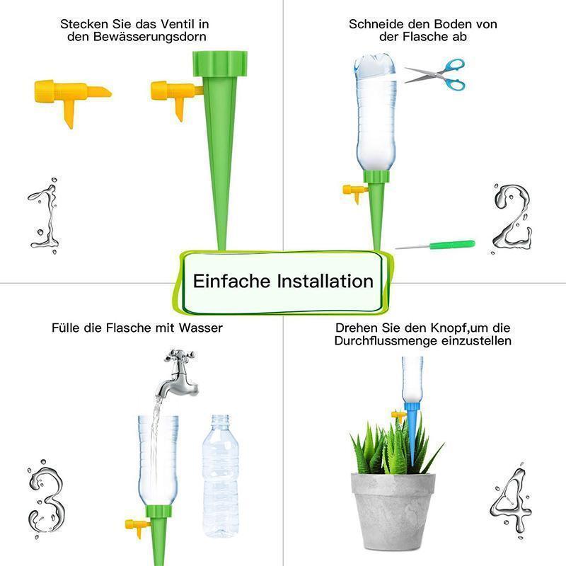 Set of 6 Plant Watering Devices with Bottle Adapter and Control Valve | ribuella