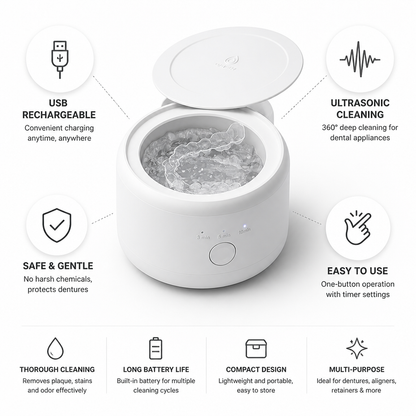 USB Rechargeable Ultrasonic Denture Cleaner | ribuella