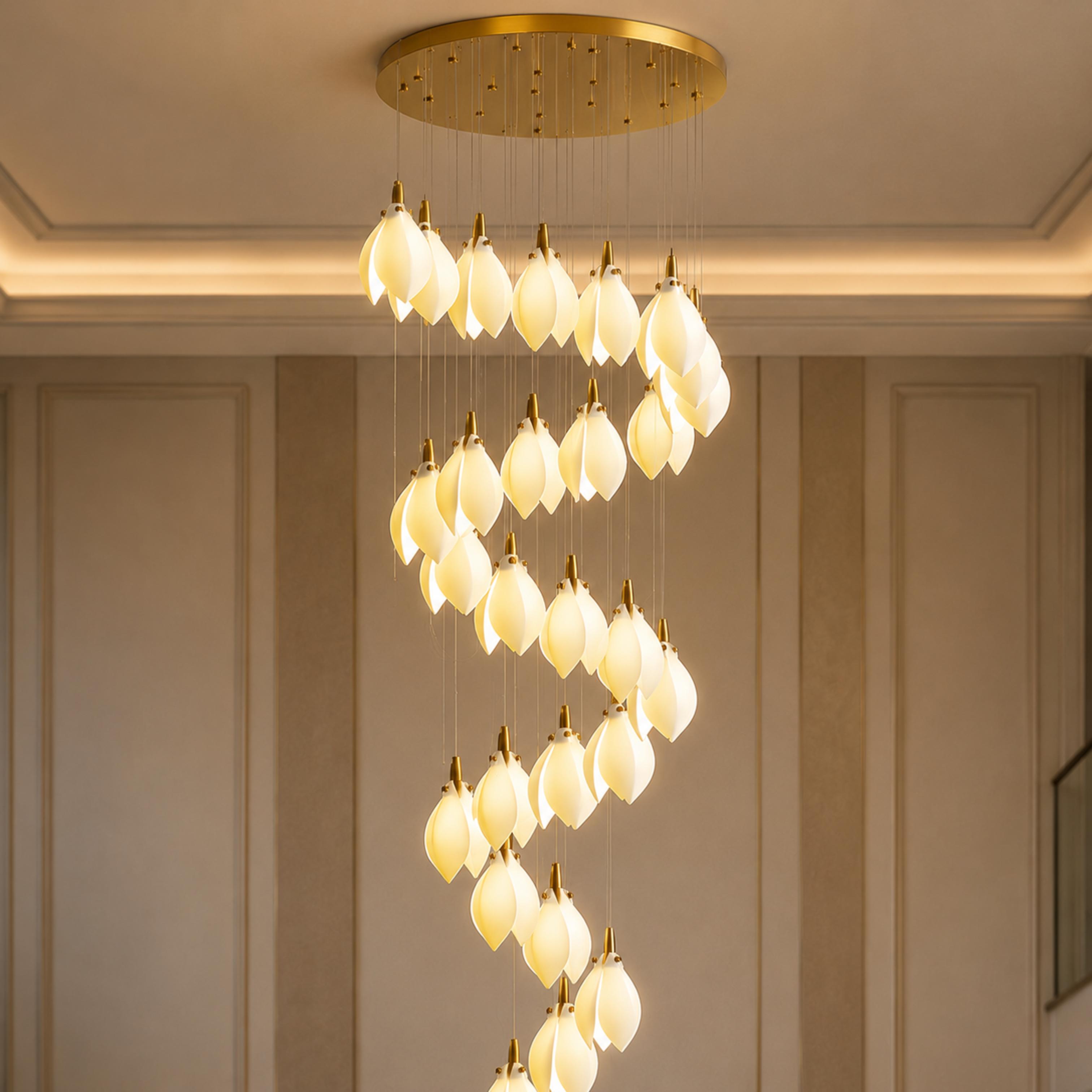 Plafonnier suspendu moderne en métal et céramique, compatible LED, de 7 à 64 lampes | ribuella