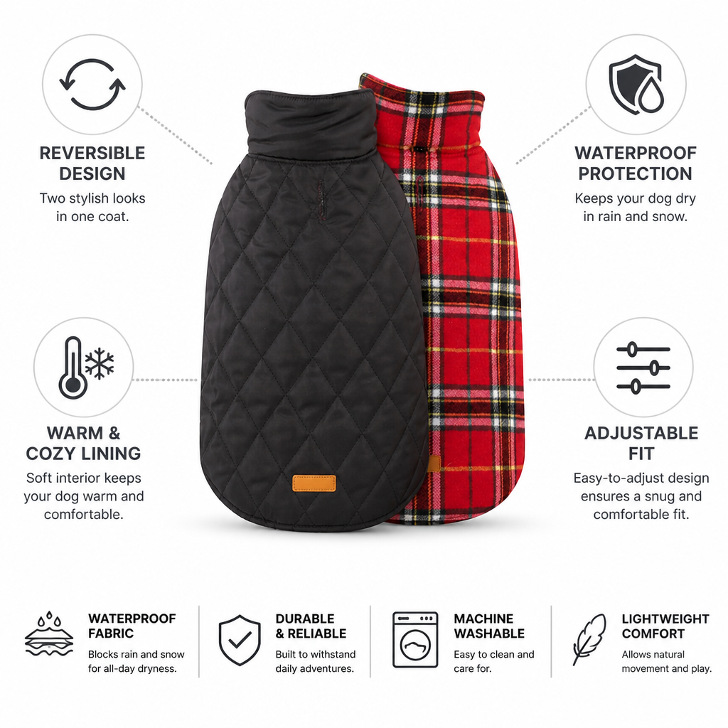 Reversible Waterproof Cozy-Lined Dog Coat | ribuella