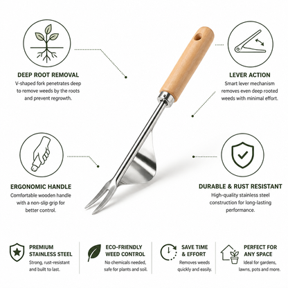 V-Shaped Stainless Steel Lever-Action Weed Puller | ribuella