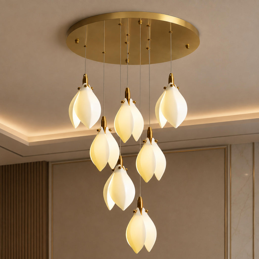 Plafonnier suspendu moderne en métal et céramique, compatible LED, de 7 à 64 lampes | ribuella