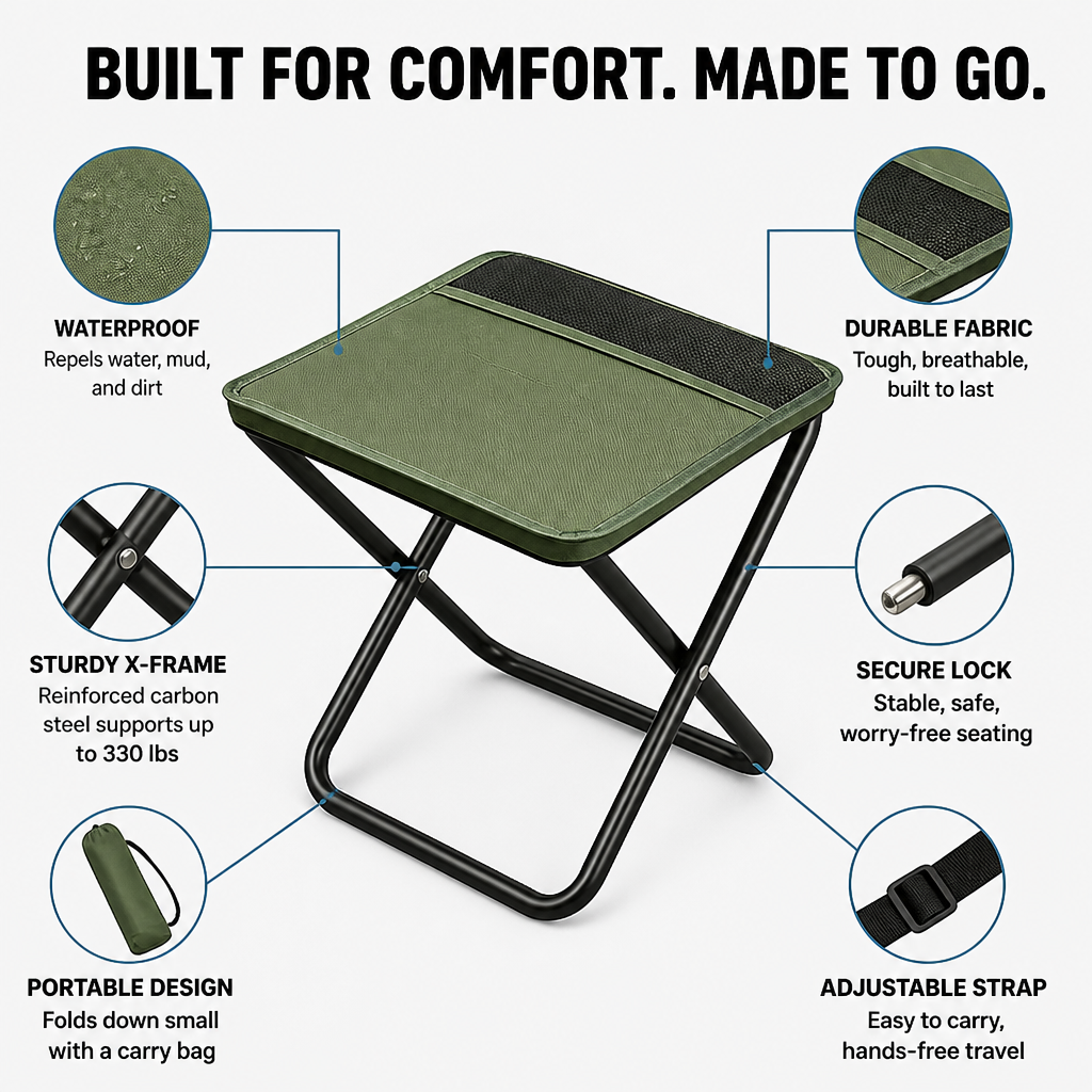 TrailNest Portable Seat - Adventure-Ready Comfort That Moves as Light as You Do | ribuella