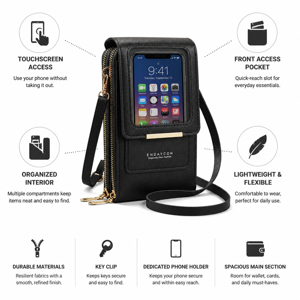 Touchscreen Window Front-Pocket Crossbody Bag | ribuella