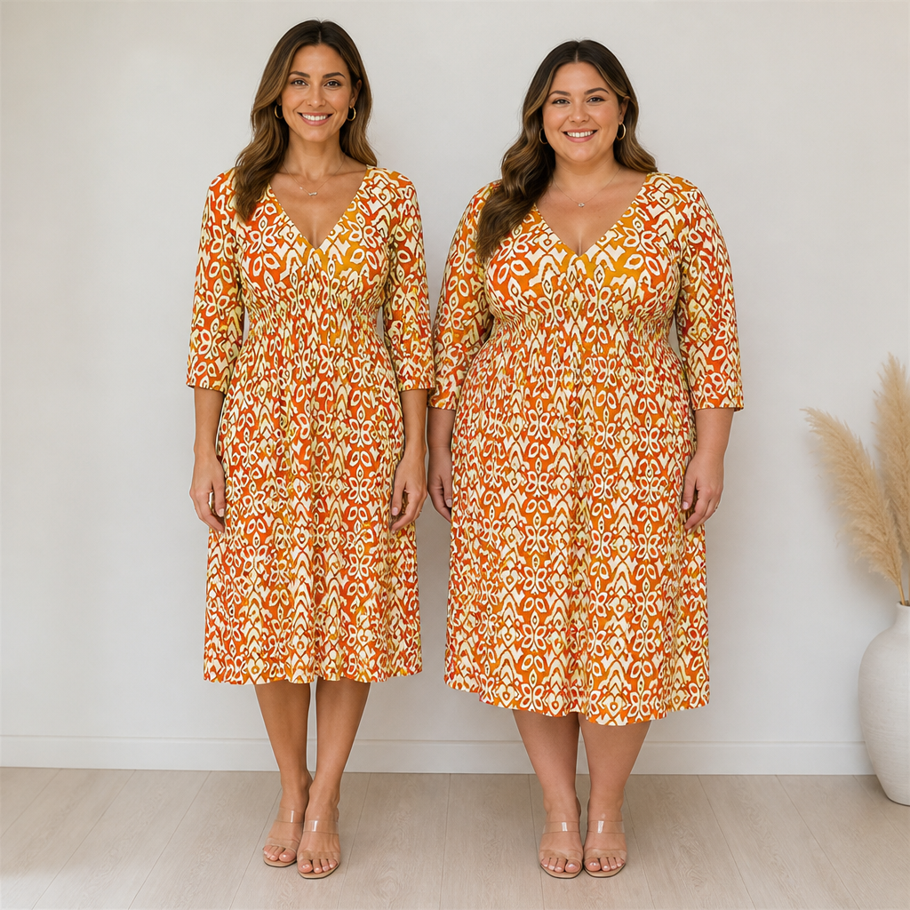 Serenelle Floral V-Neck Dress | Abrace as suas curvas com confiança natural durante todo o dia | ribuella