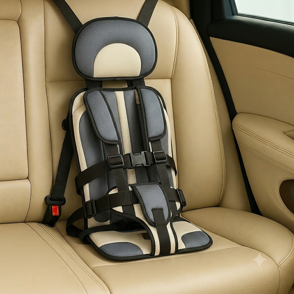 Portable Compact Kids Travel Booster Seat Adjustable Safety Belt