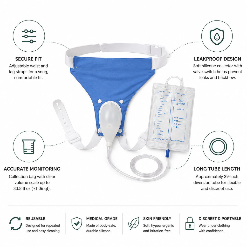 Kit indossabile in silicone per la raccolta delle urine (tubo da 39 pollici) | ribuella