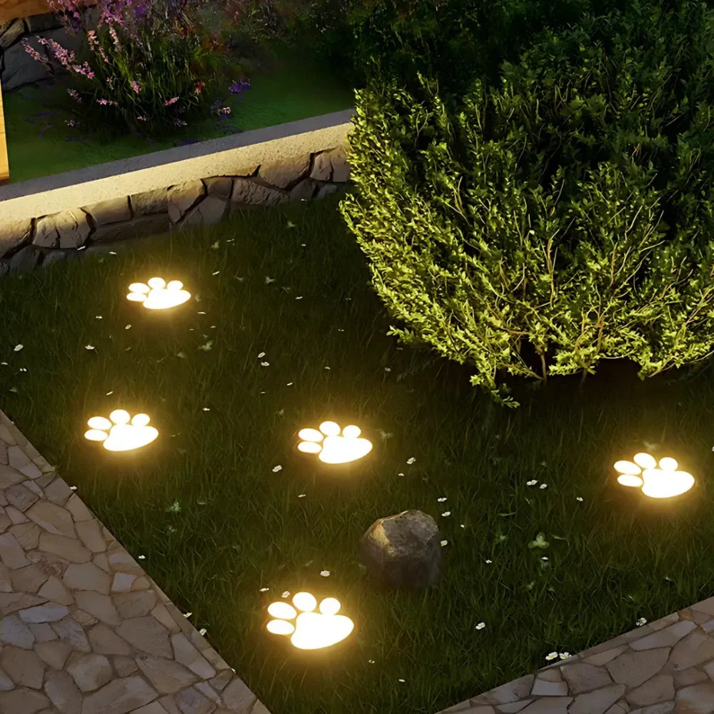 Solar Paw Print Path Light - Warm Night Glow And Rechargeable Via Sunlight