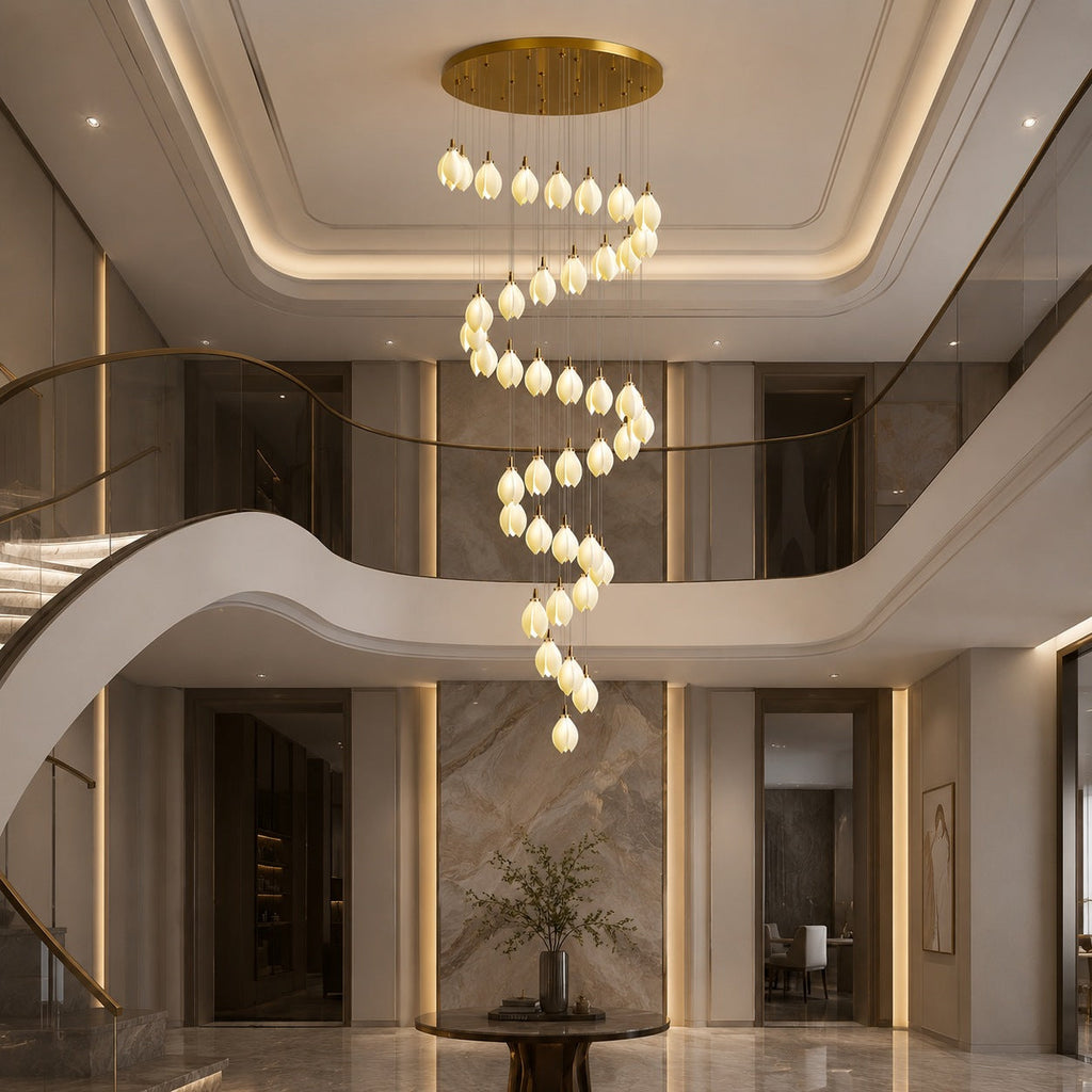 Plafonnier suspendu moderne en métal et céramique, compatible LED, de 7 à 64 lampes | ribuella