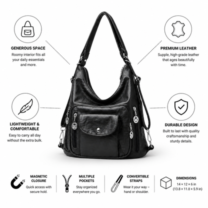 Supple Leather Convertible Tote Bag (Magnetic Closure) | ribuella