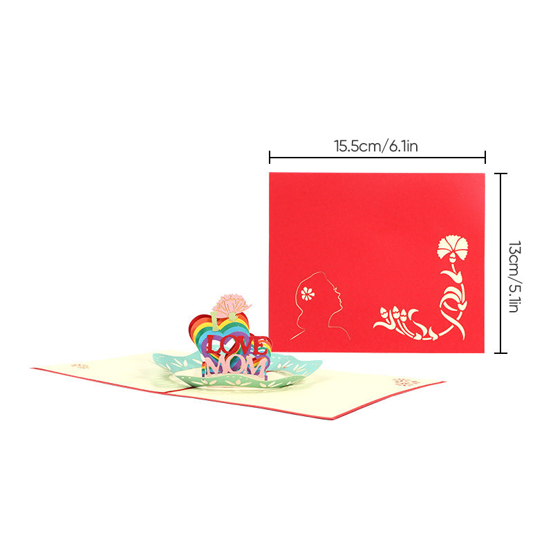 3D-pop-up-kort till mors dag med blommotiv, minnessak och detaljerad blommande design