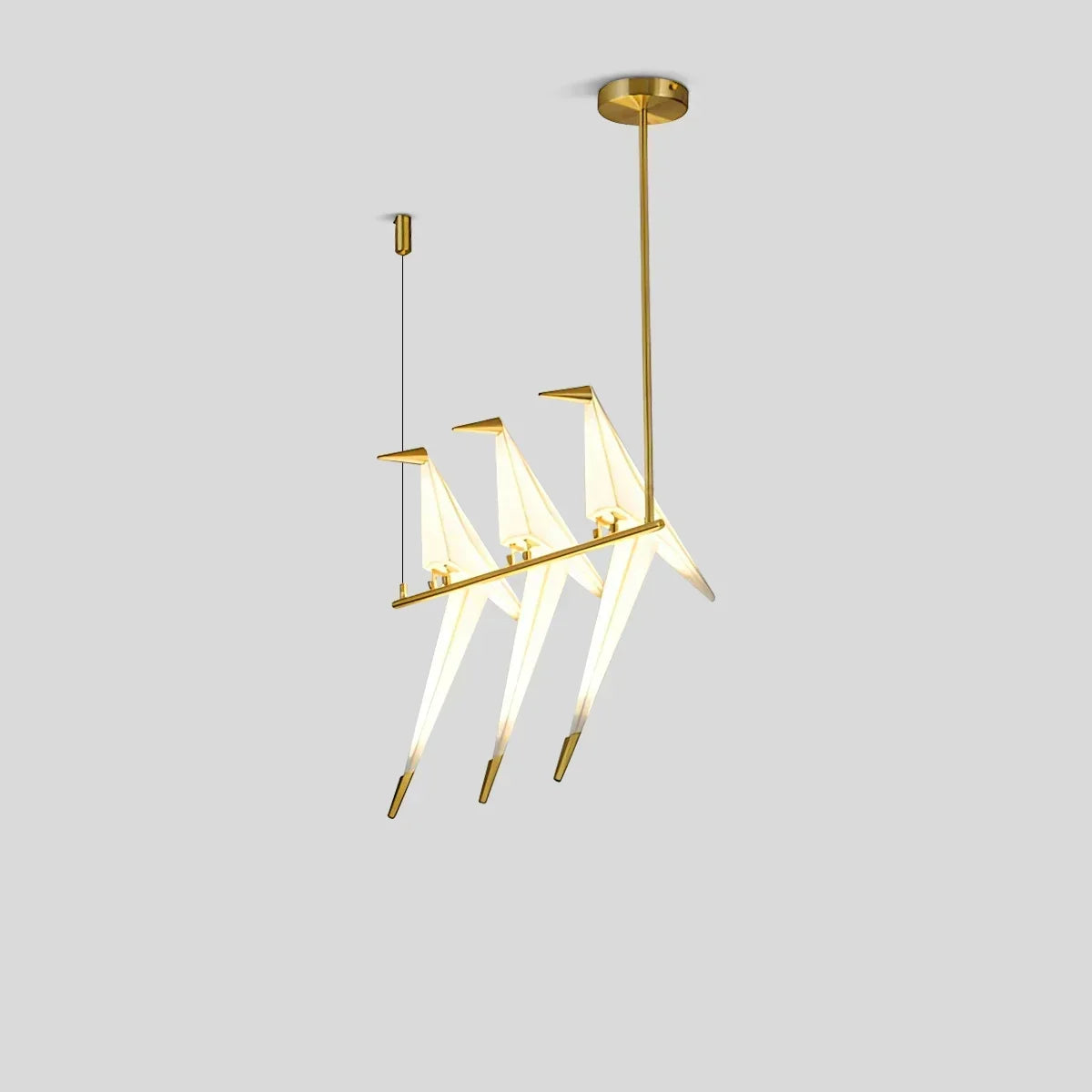 Origami Paper Crane Chandelier With Sculptural Hanging Forms