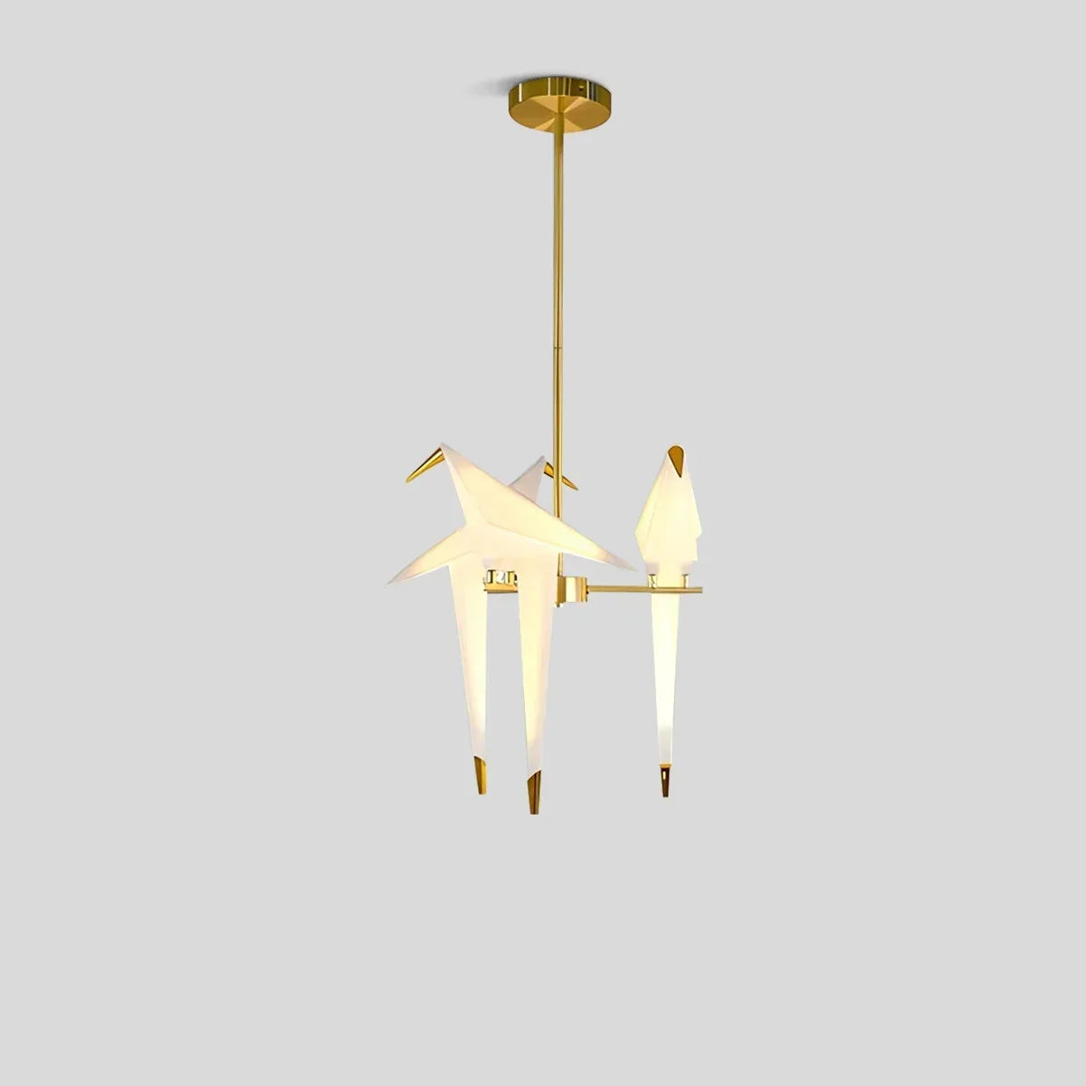 Origami Paper Crane Chandelier With Sculptural Hanging Forms